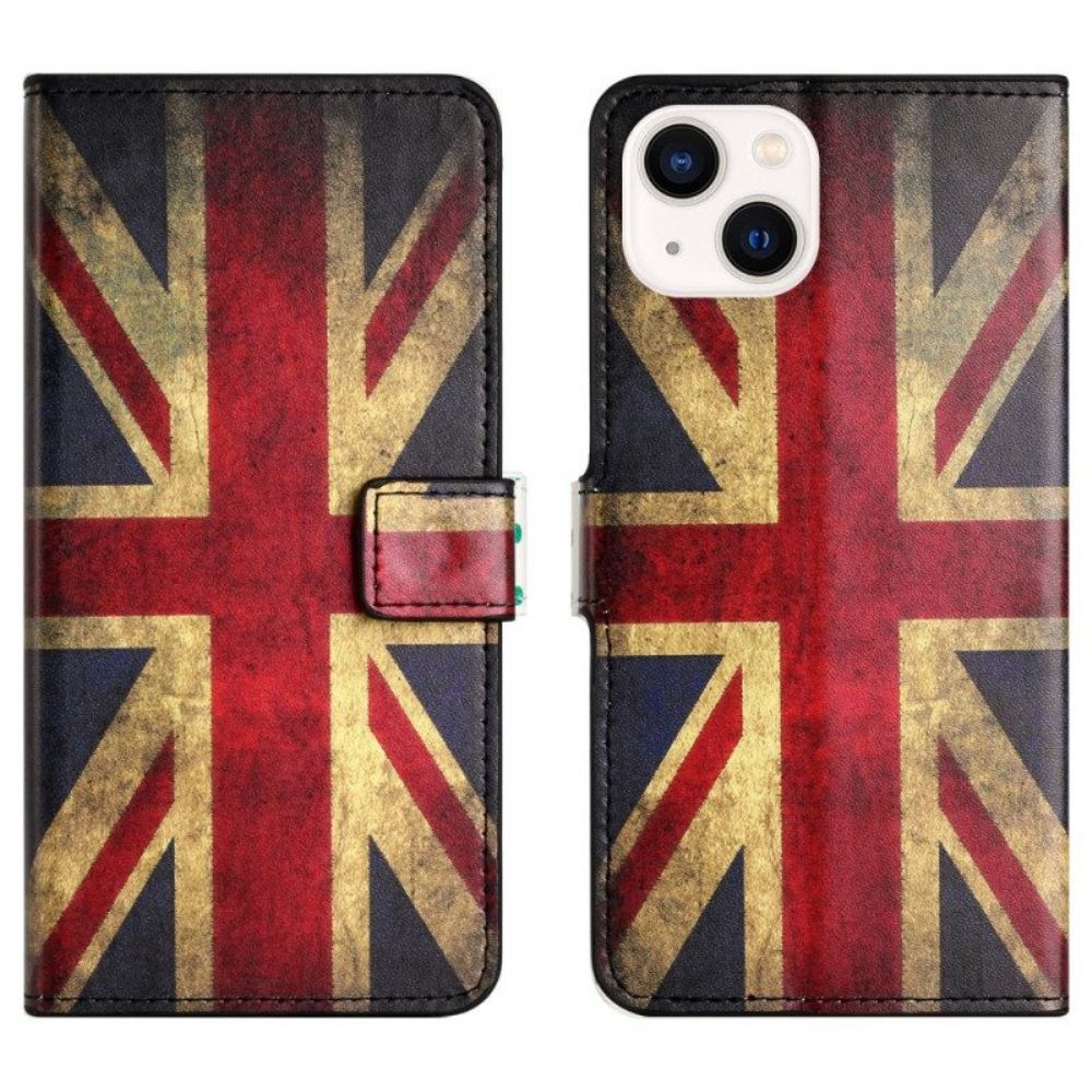 Folio-hoesje voor iPhone 15 Plus Vintage Engelse Vlag