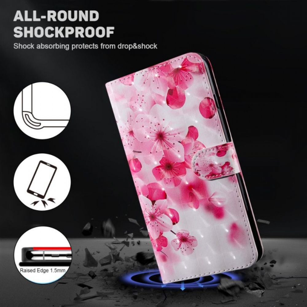 Folio-hoesje voor iPhone 15 Pro Max Met Ketting Band Bloemen