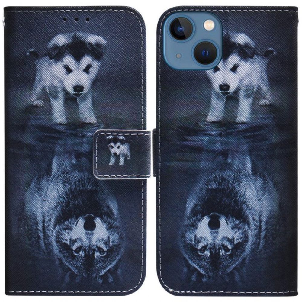 Folio-hoesje voor iPhone 15 Puppydroom