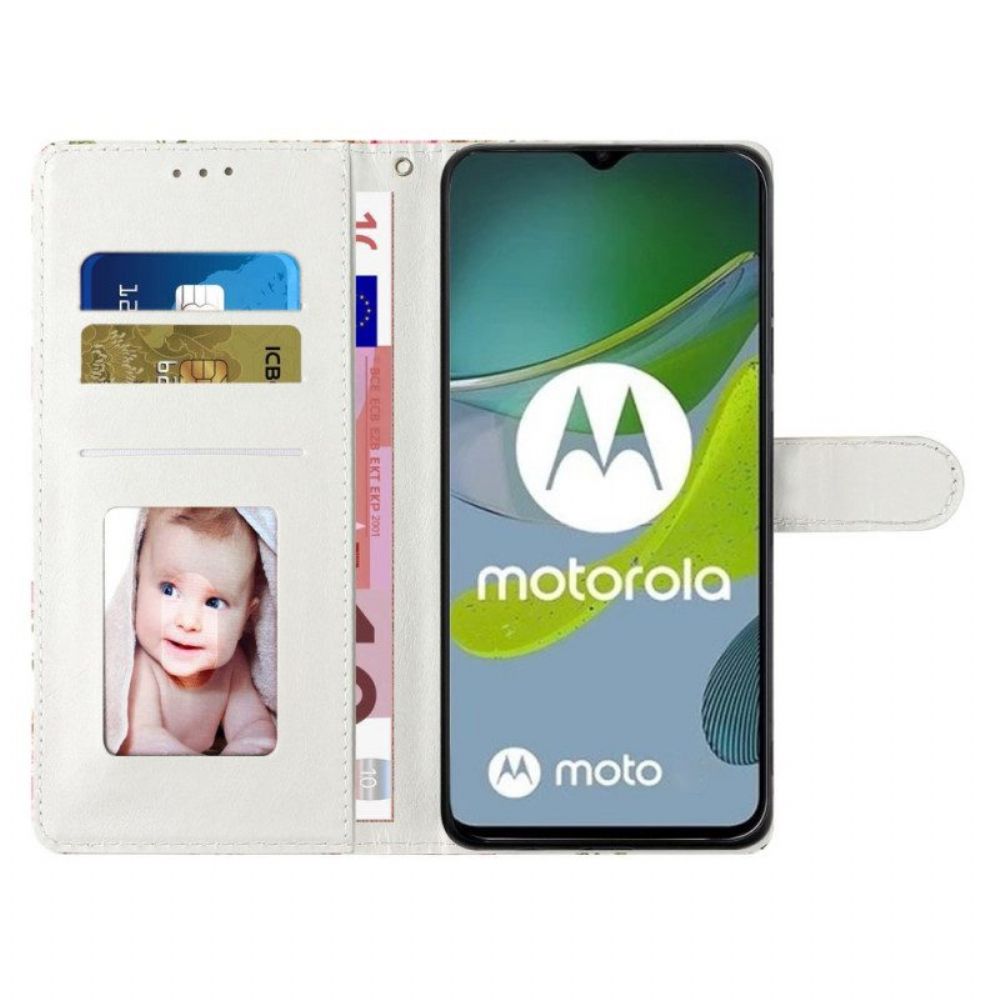 Folio-hoesje voor Moto G73 5G Met Ketting Marmeren Stripvariatie