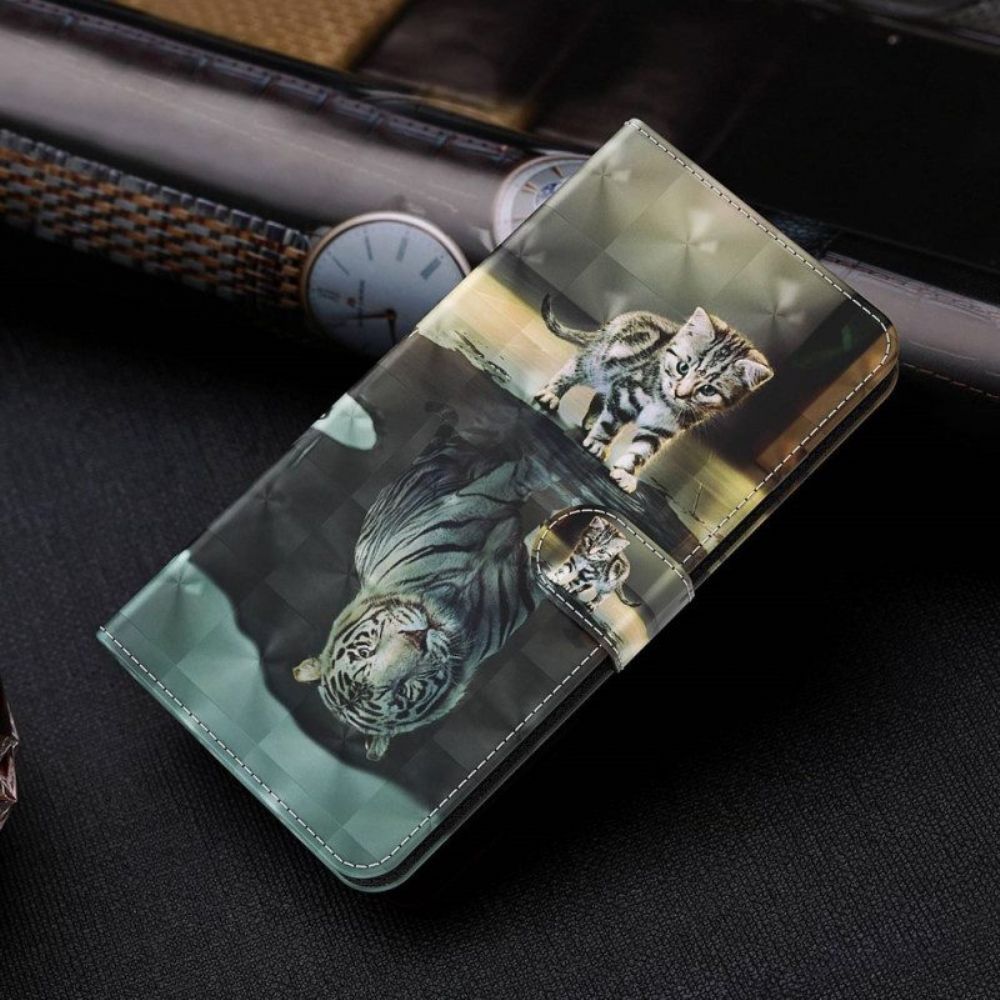 Folio-hoesje voor Moto G73 5G Met Ketting Strappy Kitten Droom