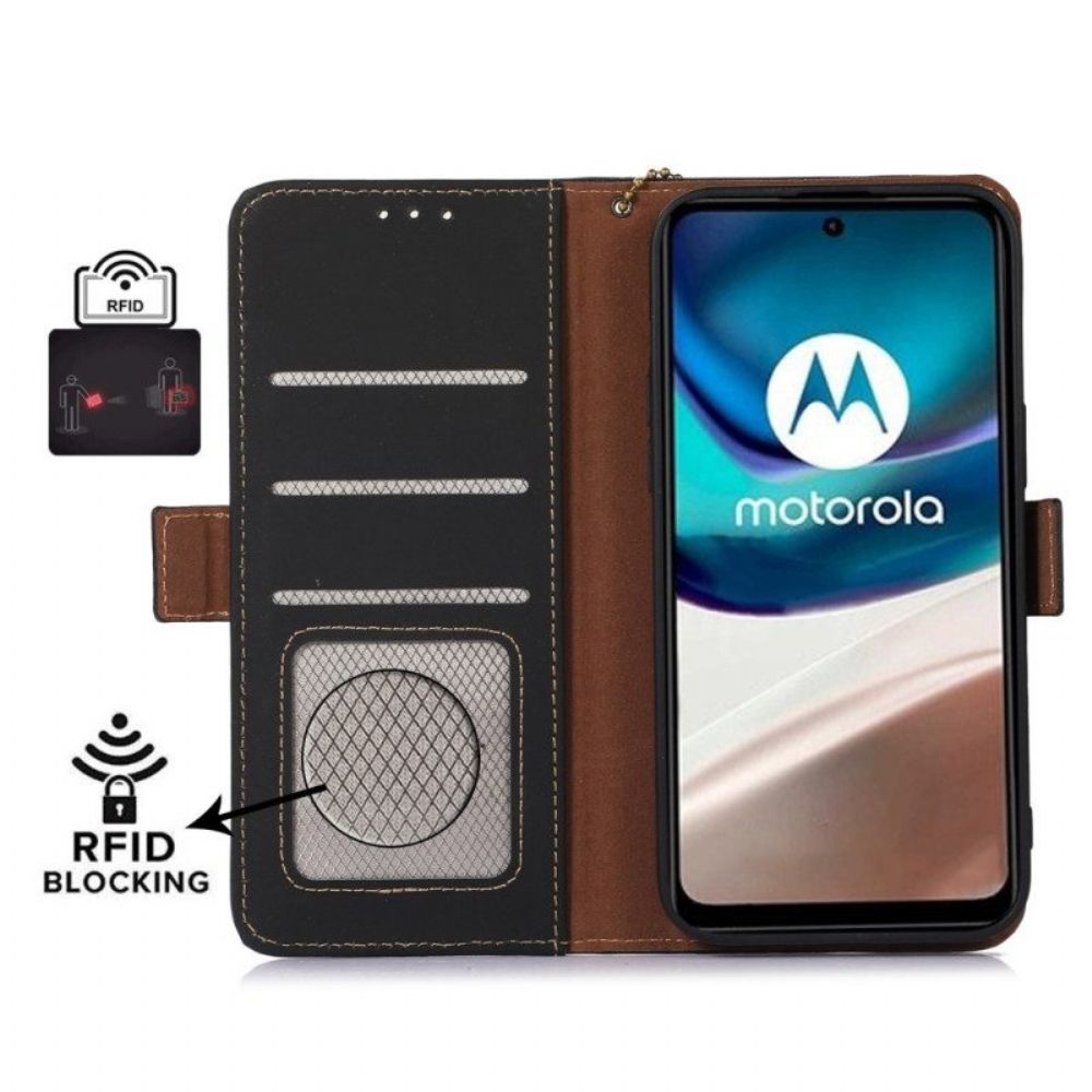 Folio-hoesje voor Moto G73 5G Rfid Van Echt Leer