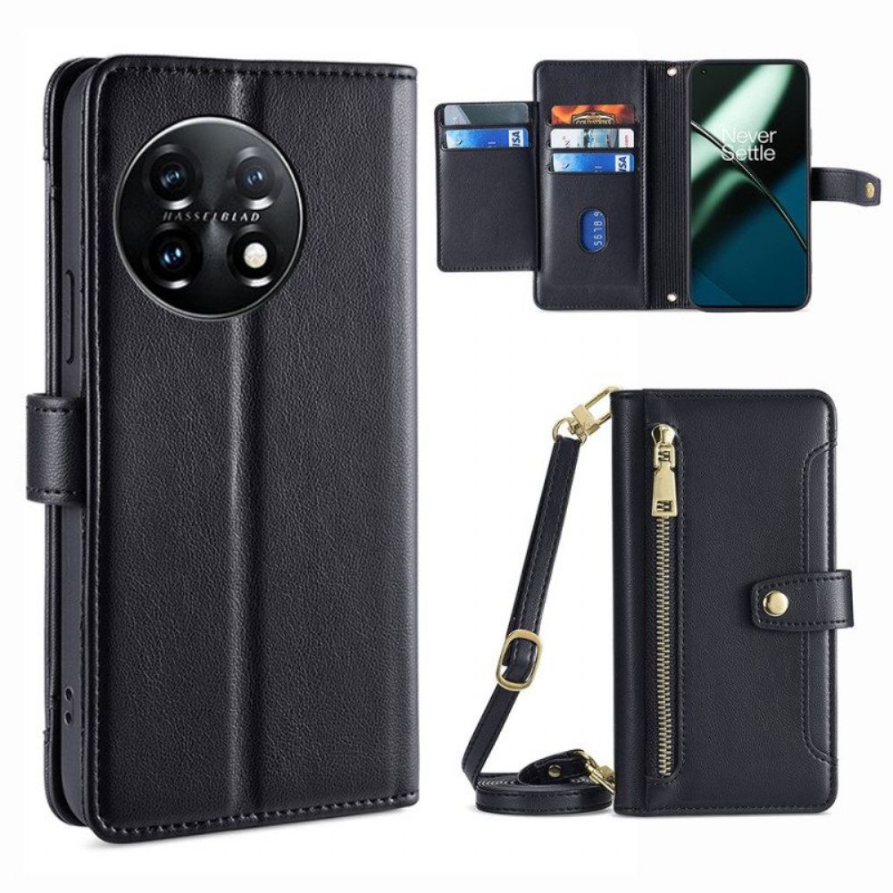 Folio-hoesje voor OnePlus 11 5G Portemonnee Portemonnee Met Lanyard En Schouderriem