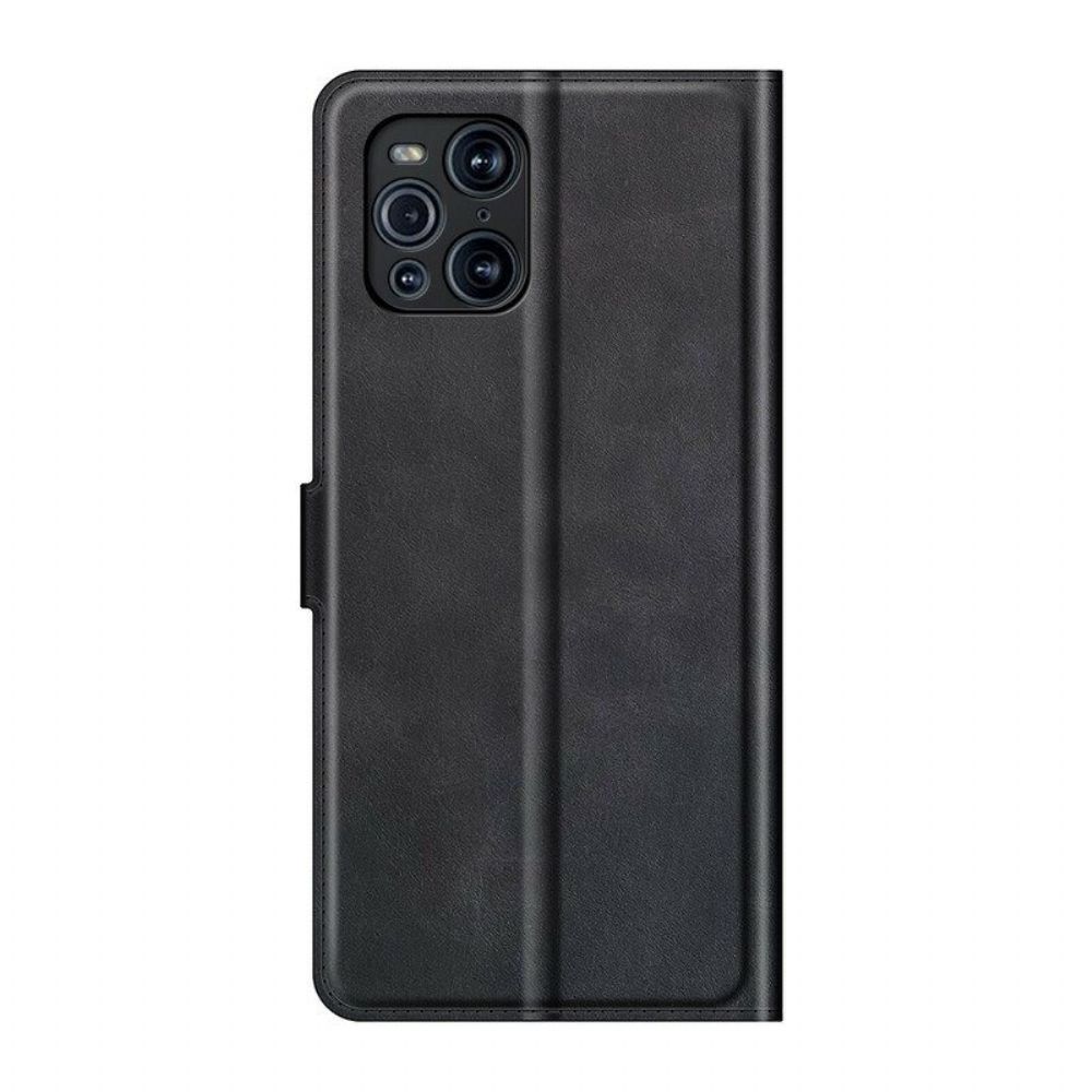 Folio-hoesje voor Oppo Find X3 Pro Slank Extreem Leereffect