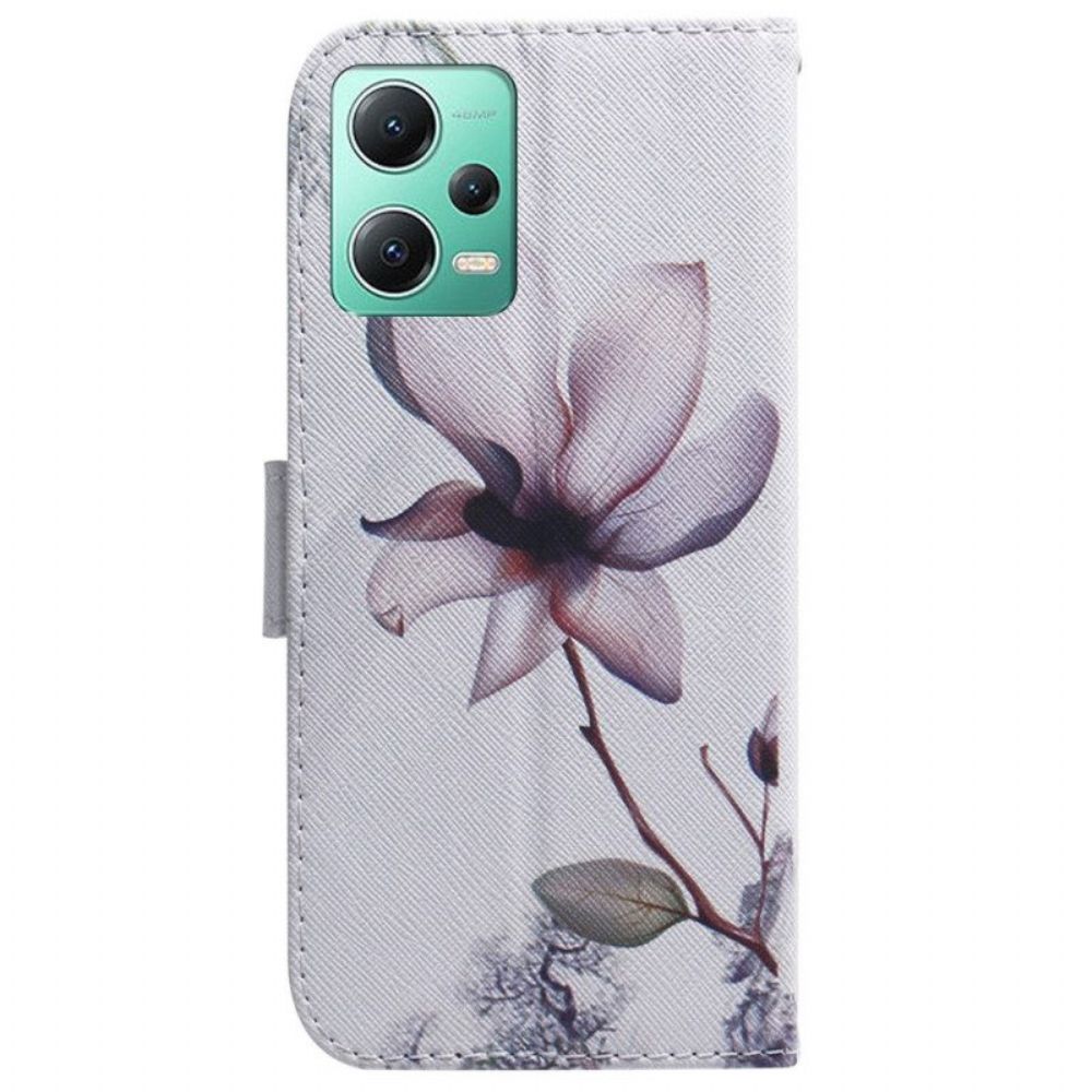 Folio-hoesje voor Poco X5 5G Met Ketting Oude Bandbloem