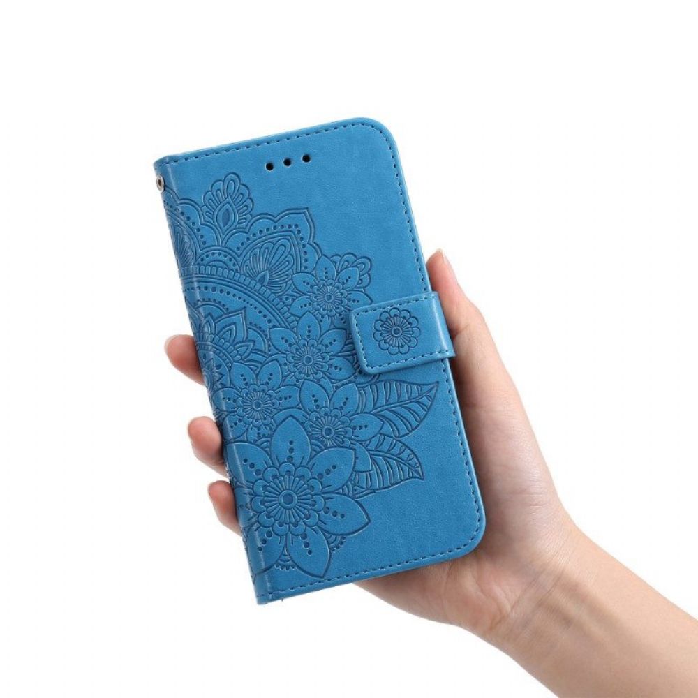 Folio-hoesje voor Poco X5 Pro 5G Met Ketting Riem Bloem Mandala