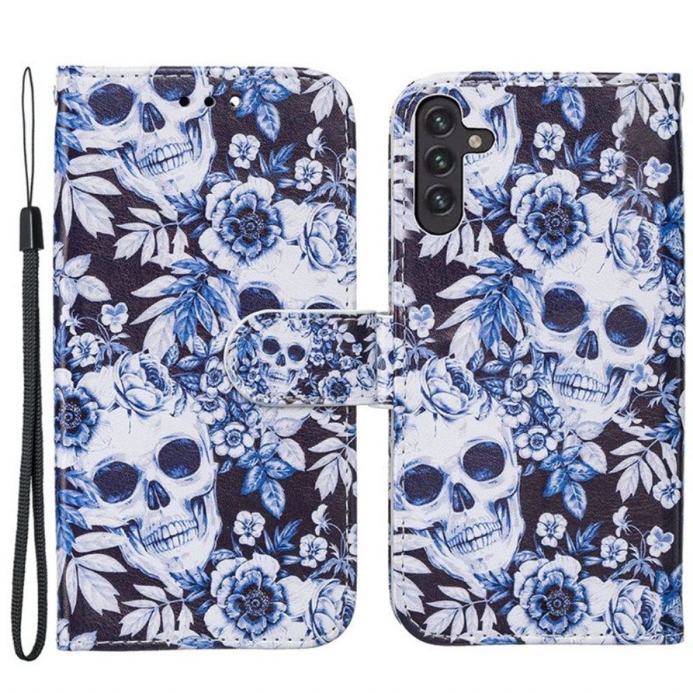 Folio-hoesje voor Samsung Galaxy A13 5G / A04s Strappy Litchi Lederen Stijl