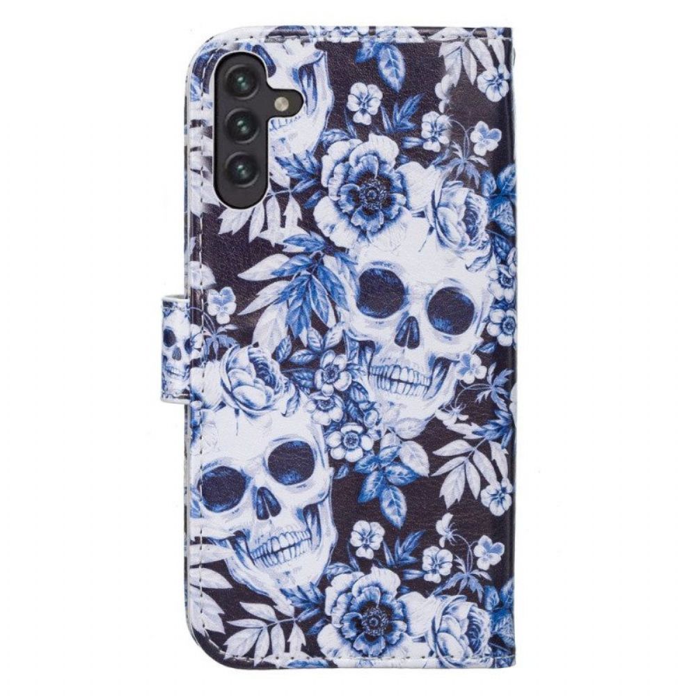 Folio-hoesje voor Samsung Galaxy A13 5G / A04s Strappy Litchi Lederen Stijl