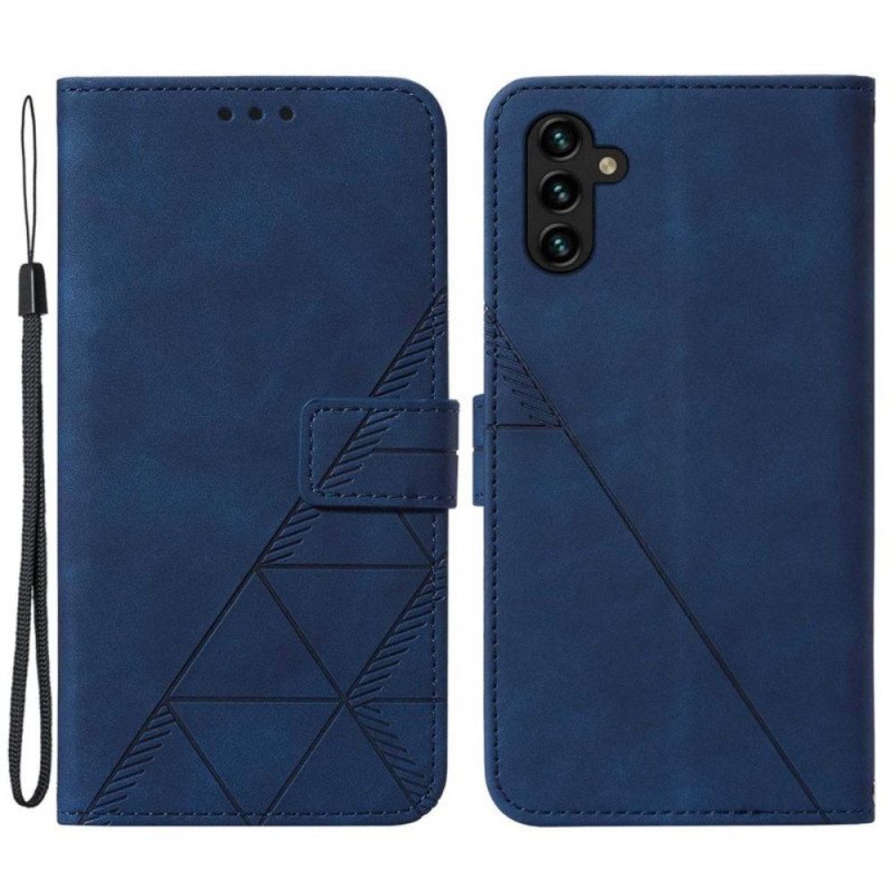 Folio-hoesje voor Samsung Galaxy A14 / A14 5G Driehoeken Met Lanyard