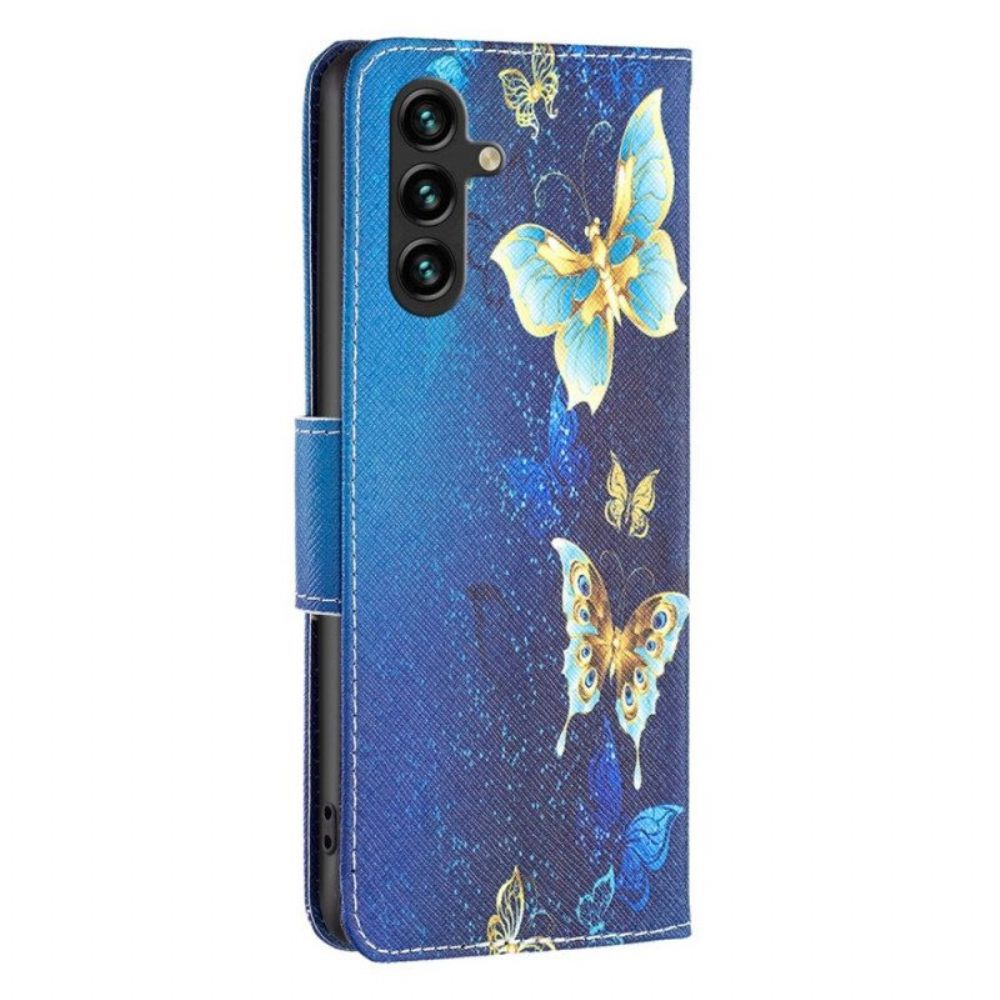 Folio-hoesje voor Samsung Galaxy A14 / A14 5G Gouden Vlinders