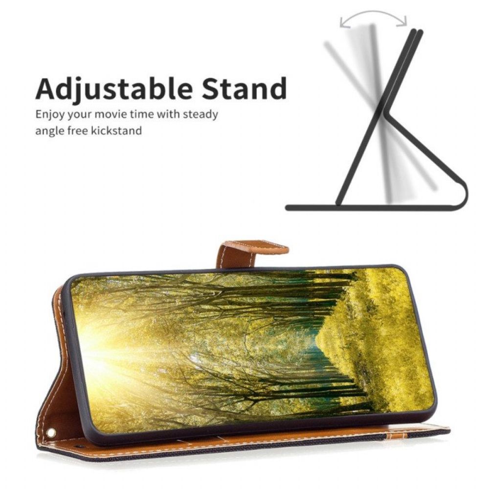 Folio-hoesje voor Samsung Galaxy A14 / A14 5G Met Ketting Band Van Stof En Leereffect