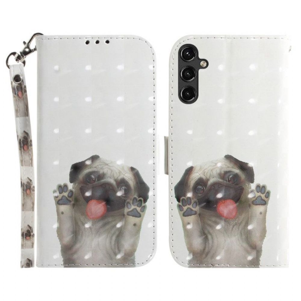 Folio-hoesje voor Samsung Galaxy A14 / A14 5G Met Ketting String Hond