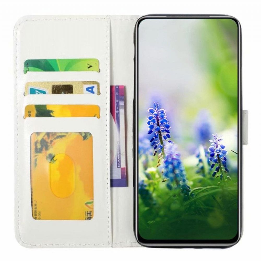 Folio-hoesje voor Samsung Galaxy A54 5G Met Ketting Blauwe Vlinder Met Riem