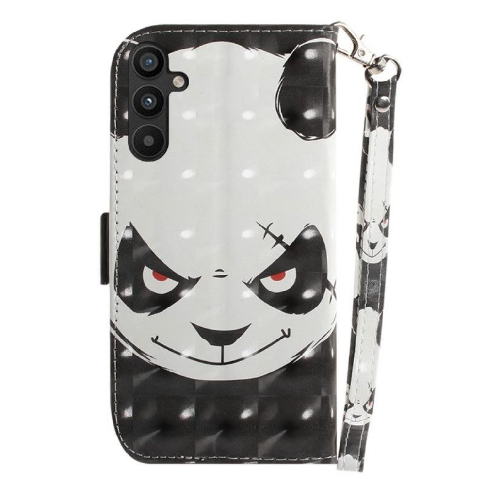 Folio-hoesje voor Samsung Galaxy A54 5G Met Ketting Boze Panda Met Lanyard