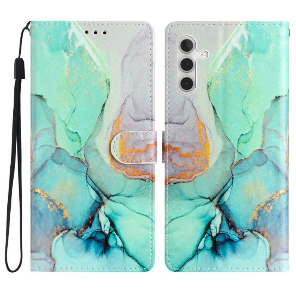 Folio-hoesje voor Samsung Galaxy A54 5G Met Ketting Gemarmerde Band