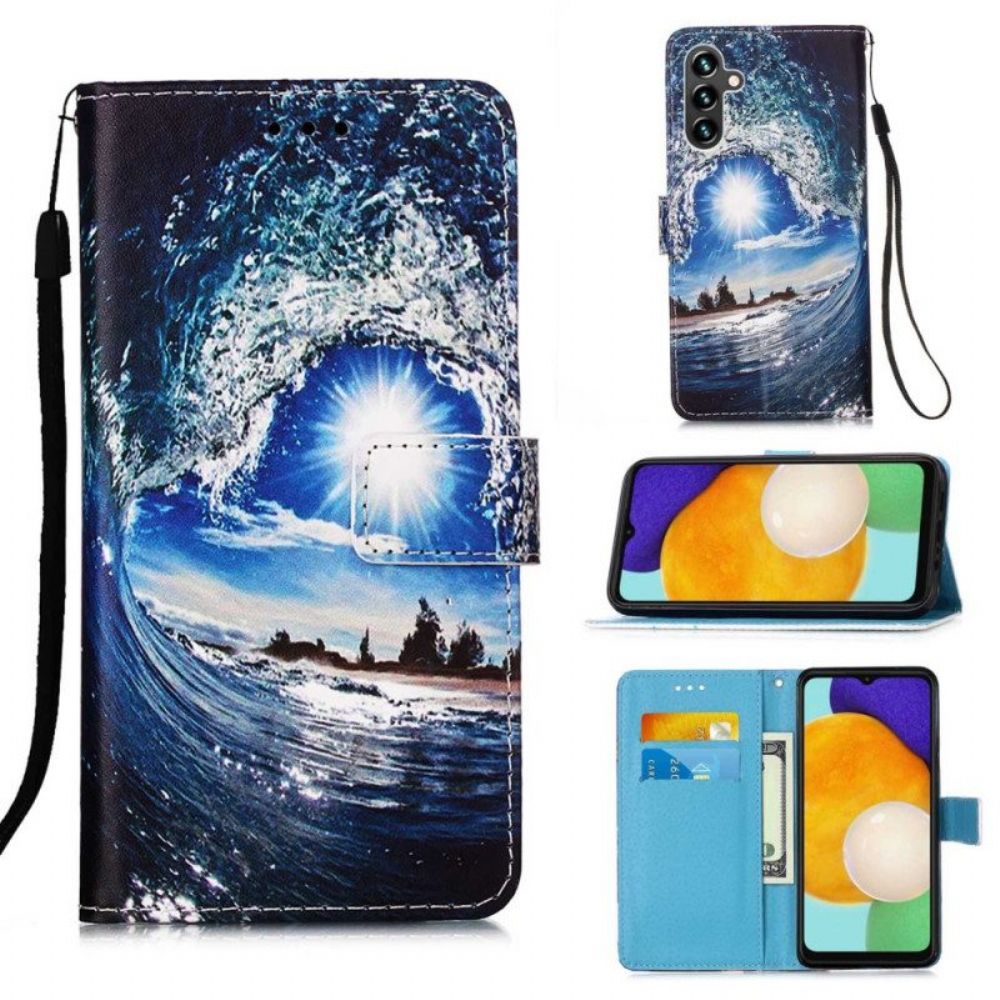 Folio-hoesje voor Samsung Galaxy A54 5G Met Ketting Ik Hou Van De Stringgolf