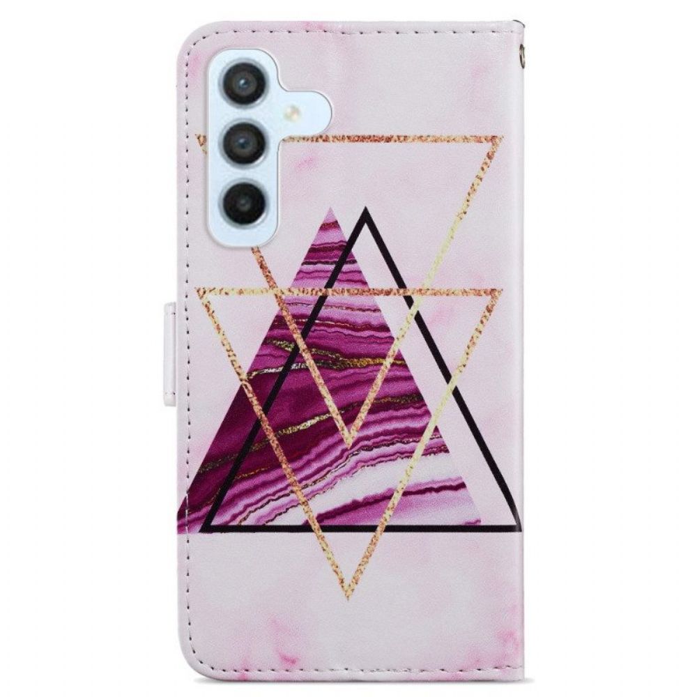 Folio-hoesje voor Samsung Galaxy A54 5G Met Ketting Marmer In Strappy-stijl