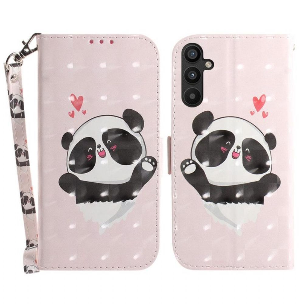 Folio-hoesje voor Samsung Galaxy A54 5G Met Ketting Panda Love Met Sleutelkoord