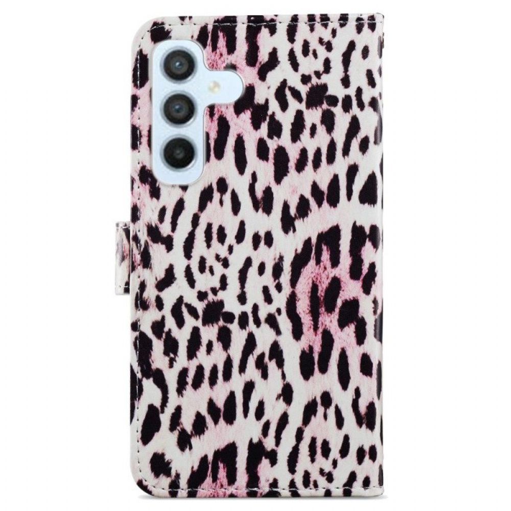 Folio-hoesje voor Samsung Galaxy A54 5G Met Ketting Strappy Leopard-stijl