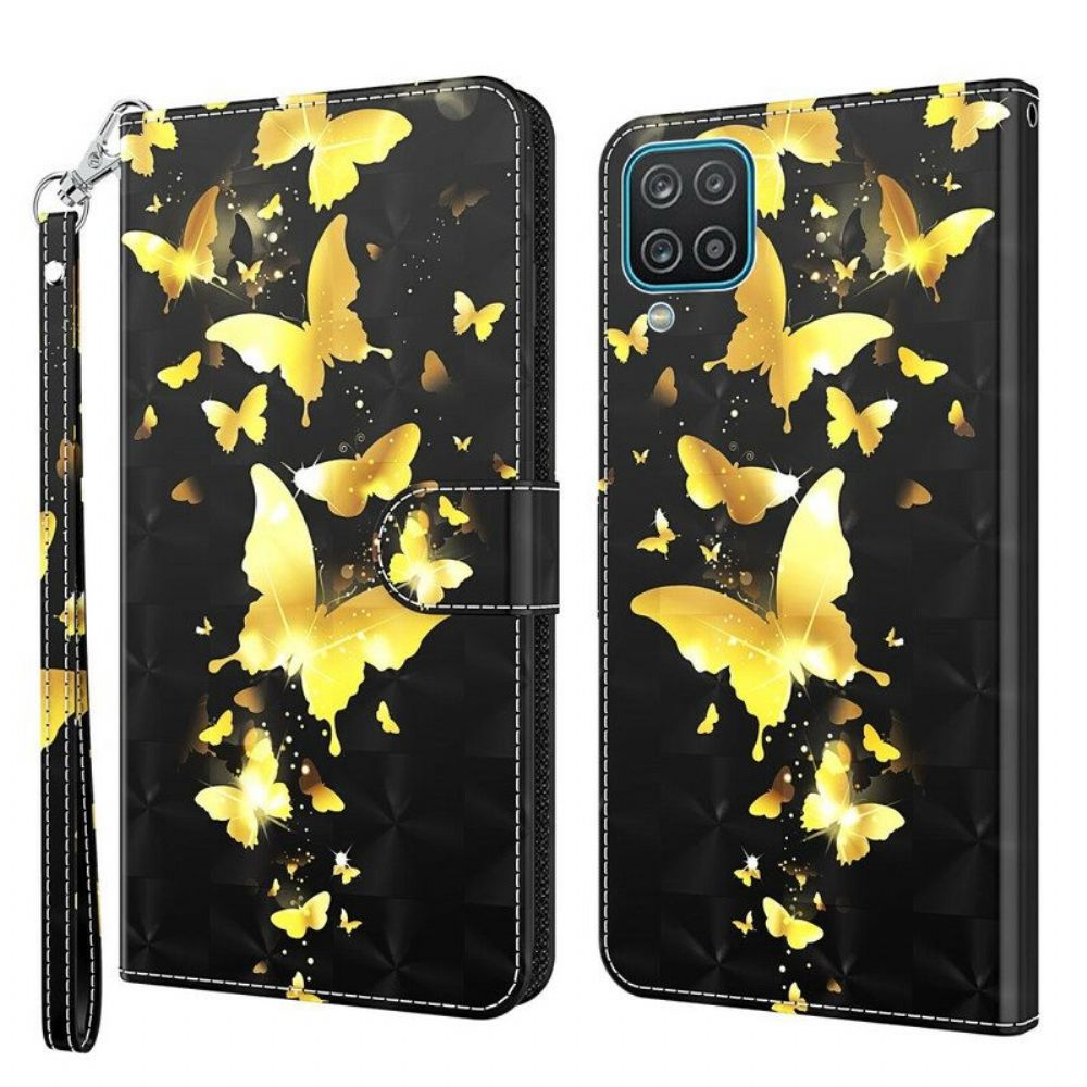 Folio-hoesje voor Samsung Galaxy M12 / A12 Gele Vlinders