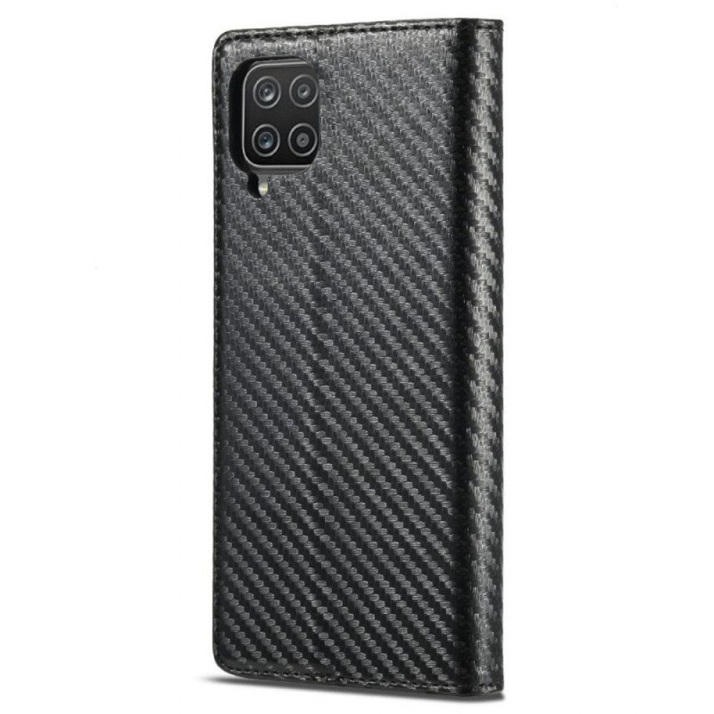 Folio-hoesje voor Samsung Galaxy M12 / A12 Koolstofvezel Lc.imeeke