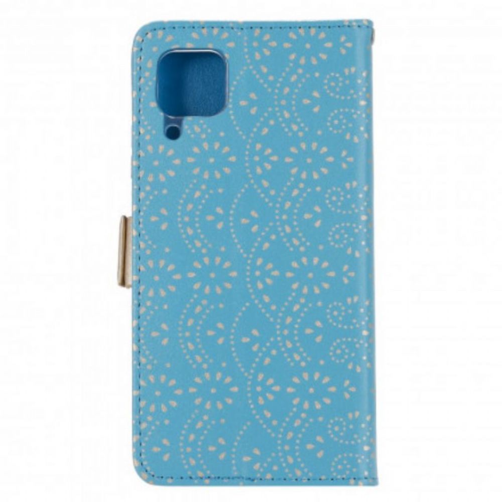 Folio-hoesje voor Samsung Galaxy M12 / A12 Met Ketting Portemonnee Met Kanten Riem