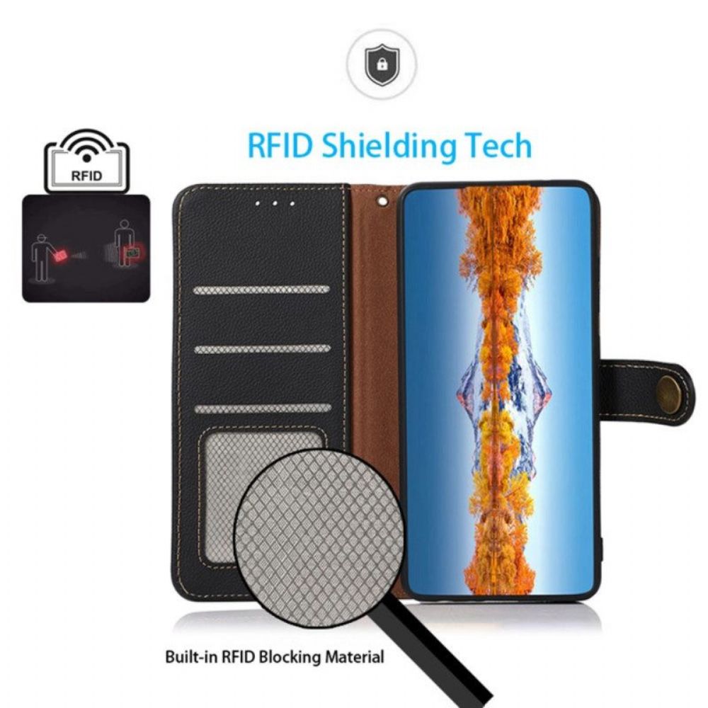 Folio-hoesje voor Samsung Galaxy M13 Khazneh Rfid Echt Leer