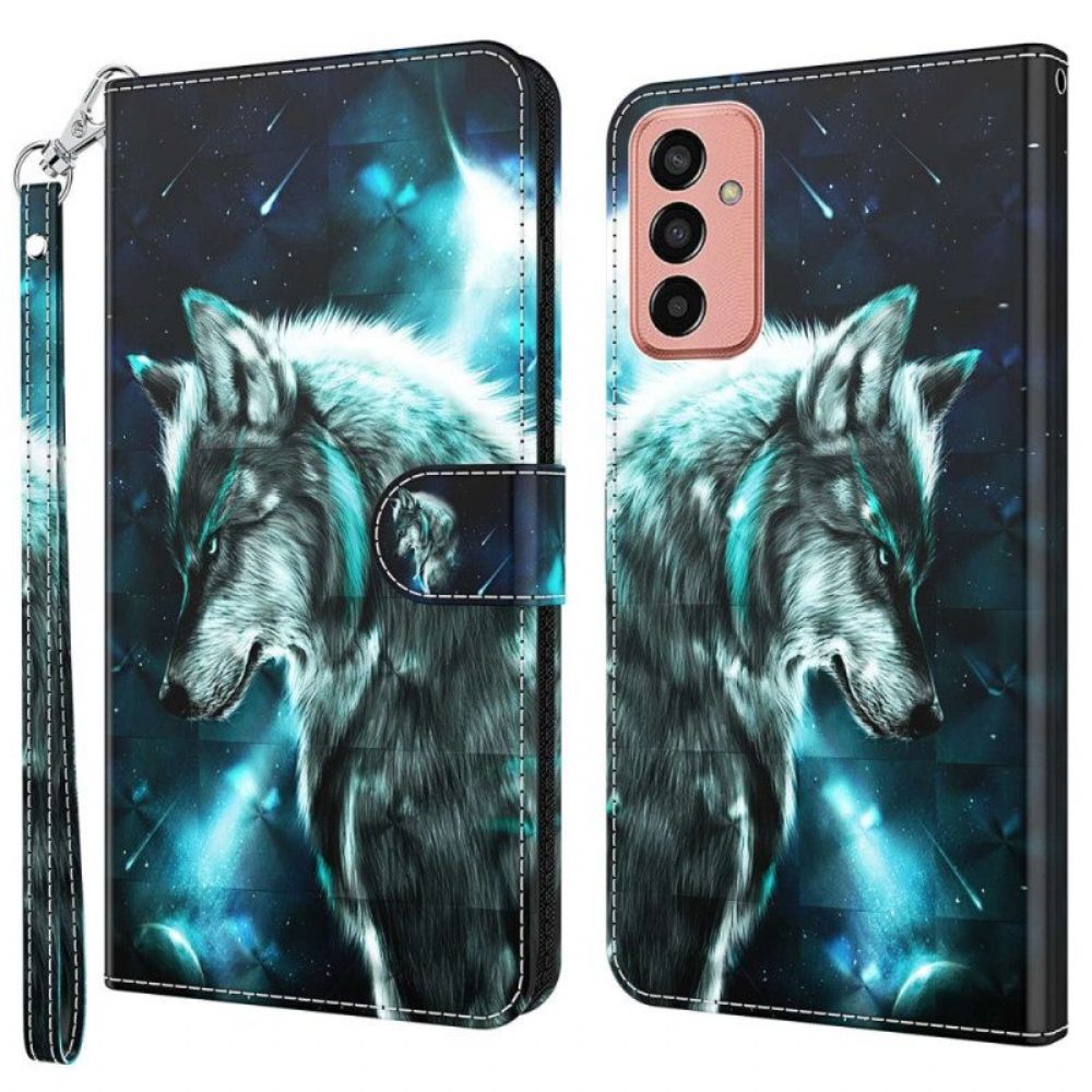 Folio-hoesje voor Samsung Galaxy M13 Wolf Met Sleutelkoord