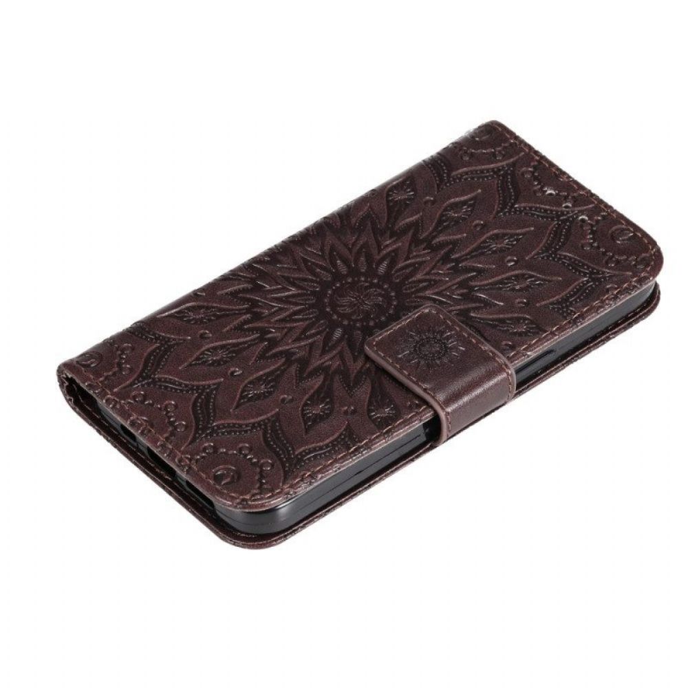 Folio-hoesje voor Samsung Galaxy S23 5G Mandala Zon Met Lanyard