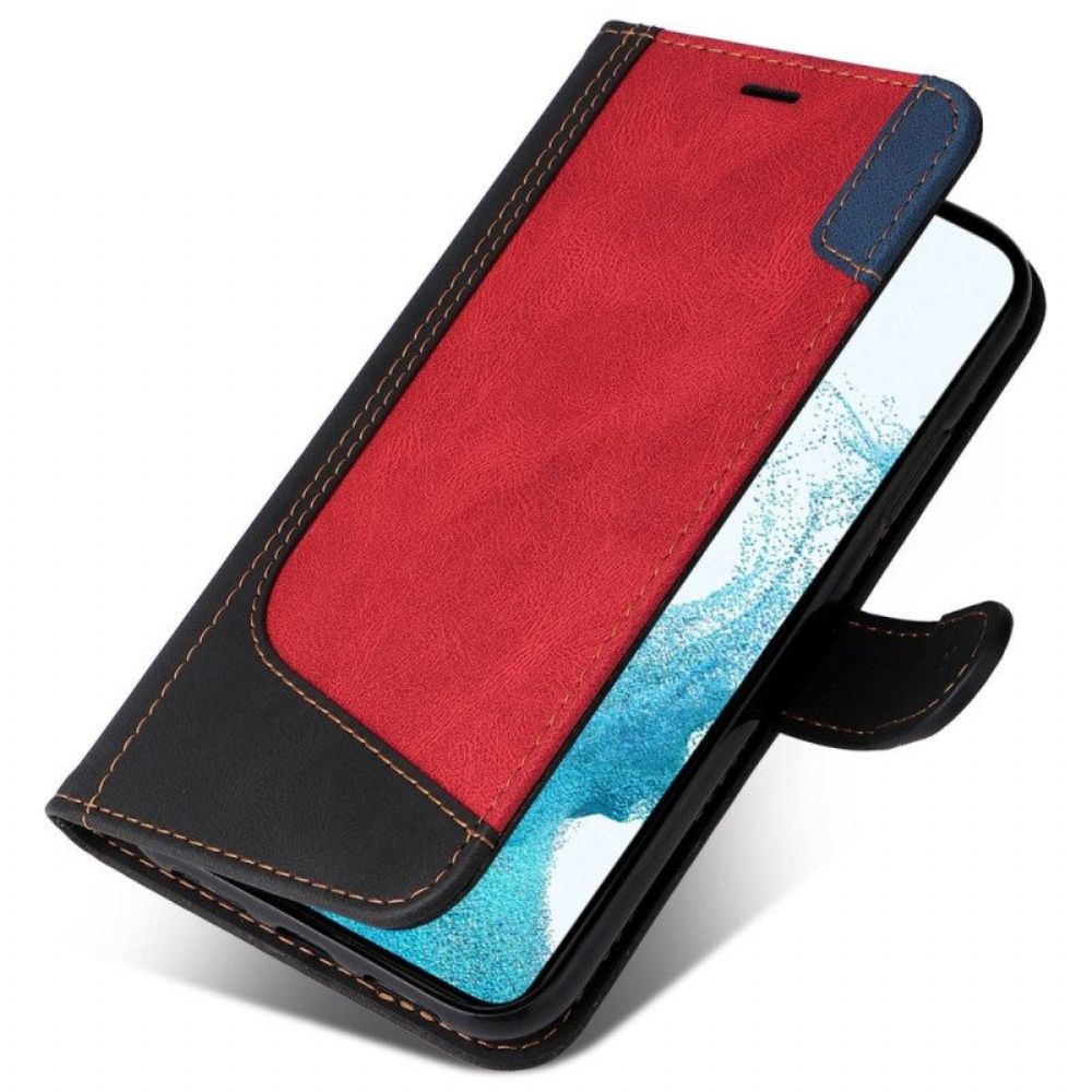 Folio-hoesje voor Samsung Galaxy S23 5G Tweekleurig Met Riem