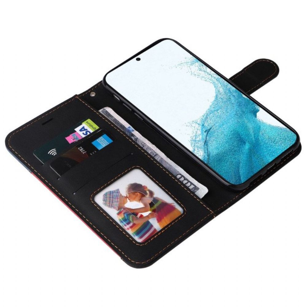 Folio-hoesje voor Samsung Galaxy S23 5G Tweekleurig Met Riem