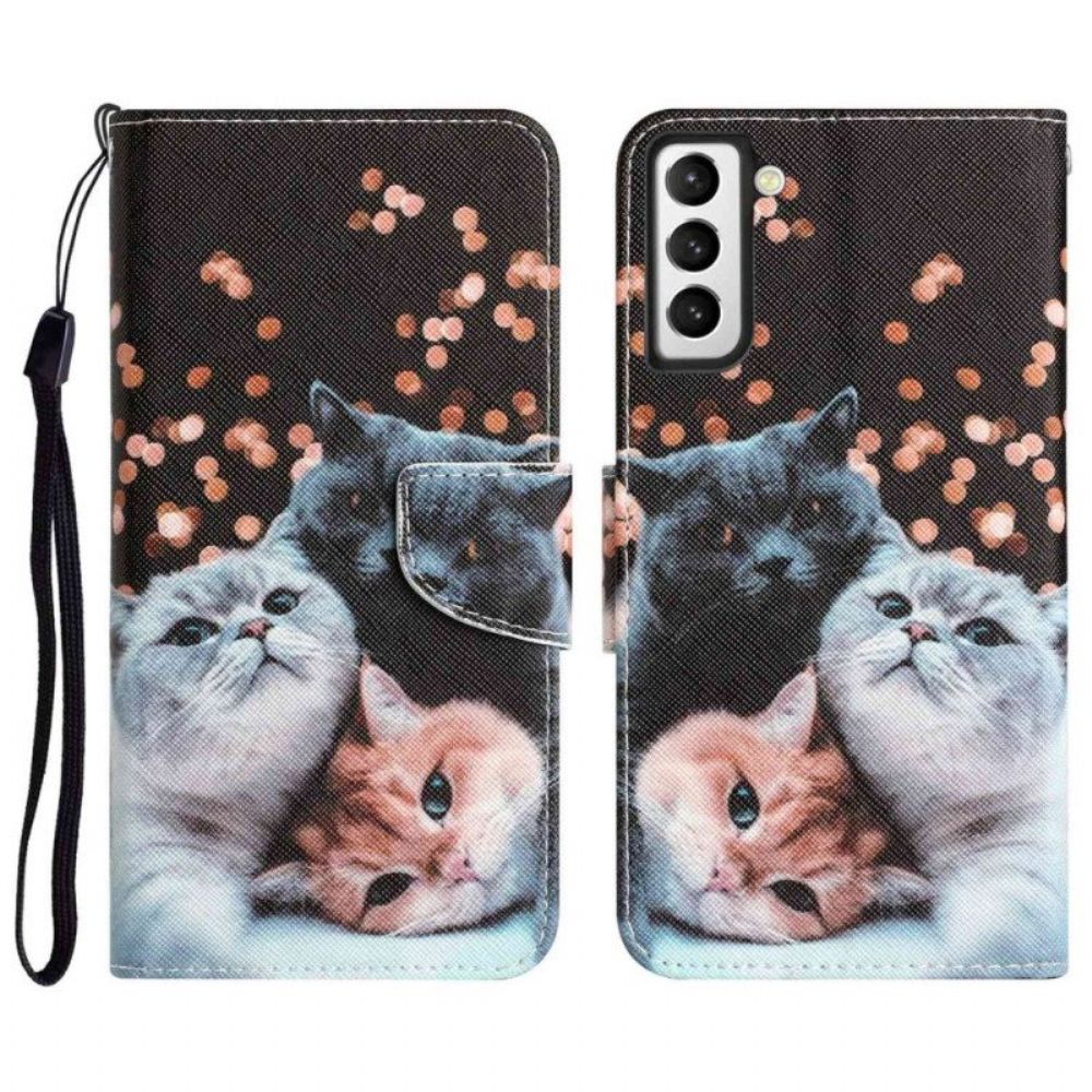 Folio-hoesje voor Samsung Galaxy S23 Plus 5G Met Ketting Alleen Stringkatten