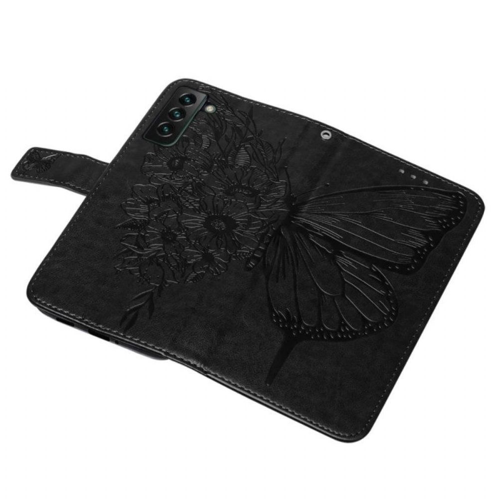 Folio-hoesje voor Samsung Galaxy S23 Plus 5G Met Ketting Barokke Strappy Vlinder