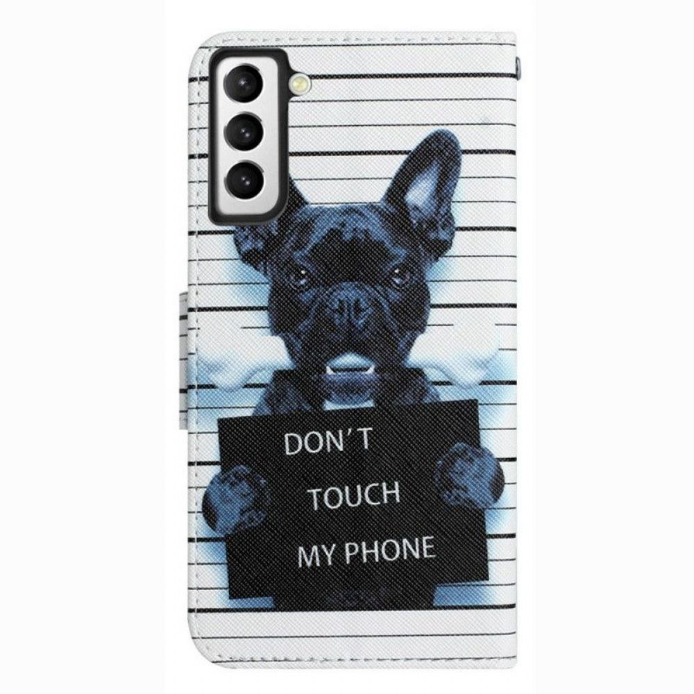 Folio-hoesje voor Samsung Galaxy S23 Plus 5G Met Ketting Hond Raakt Mijn Telefoon Niet Aan Met Lanyard