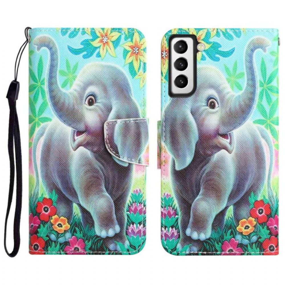 Folio-hoesje voor Samsung Galaxy S23 Plus 5G Met Ketting String Olifant