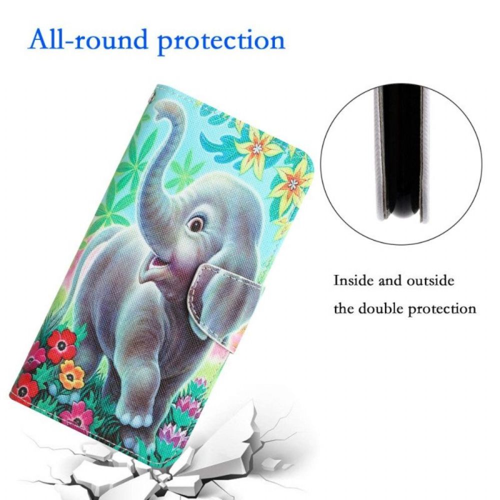 Folio-hoesje voor Samsung Galaxy S23 Plus 5G Met Ketting String Olifant