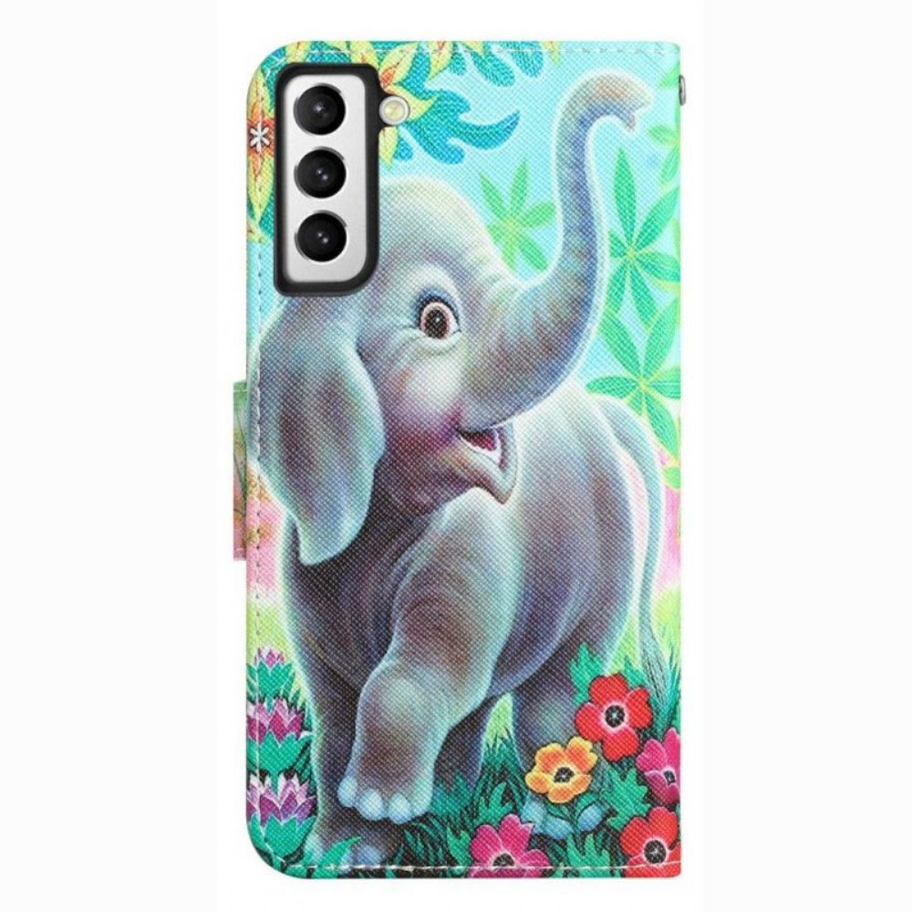 Folio-hoesje voor Samsung Galaxy S23 Plus 5G Met Ketting String Olifant