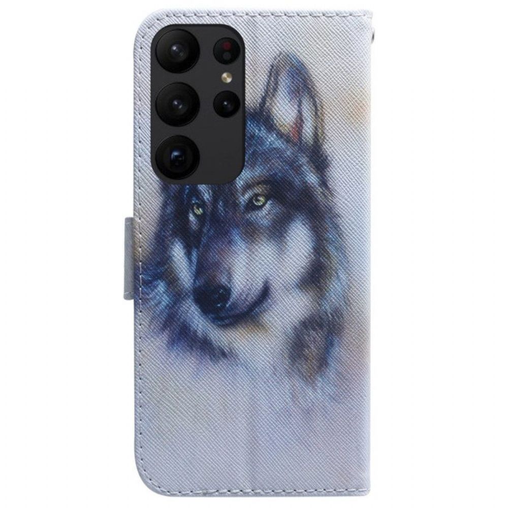 Folio-hoesje voor Samsung Galaxy S23 Ultra 5G Aquarel Wolf