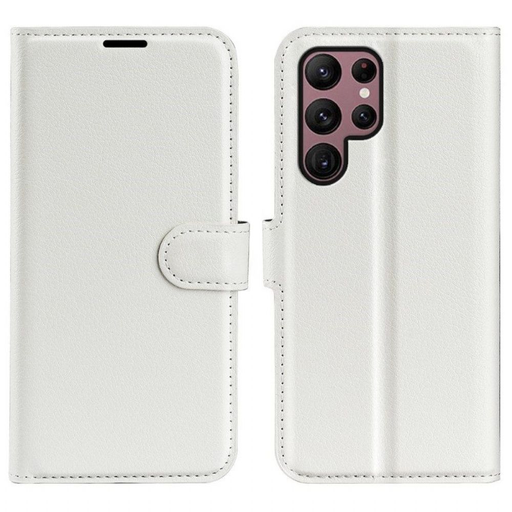 Folio-hoesje voor Samsung Galaxy S23 Ultra 5G Klassiek Litchi-leereffect