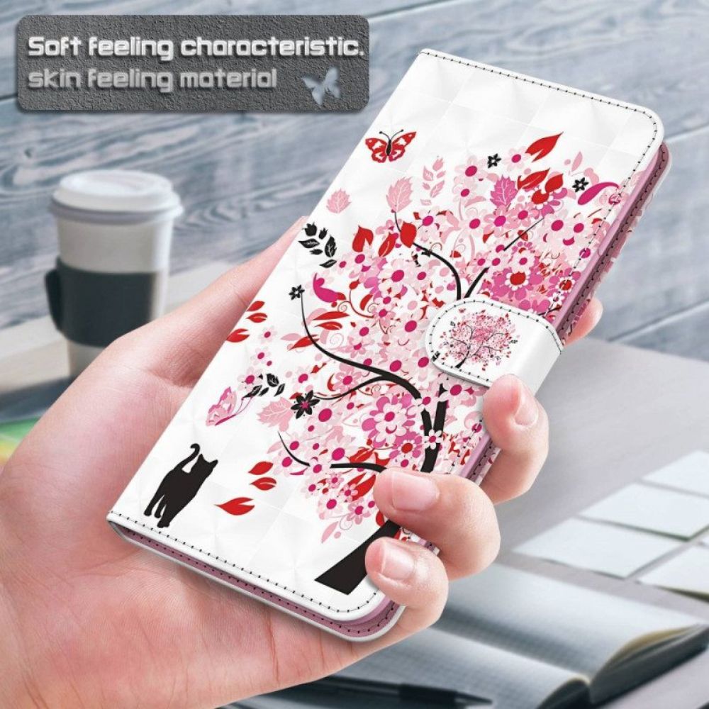 Folio-hoesje voor Samsung Galaxy S23 Ultra 5G Met Ketting Kat Onder De String Tree