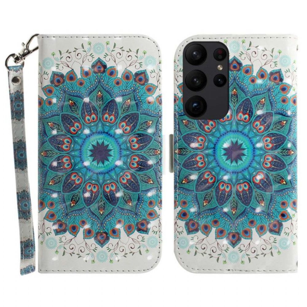 Folio-hoesje voor Samsung Galaxy S23 Ultra 5G Met Ketting Strakke Mandala