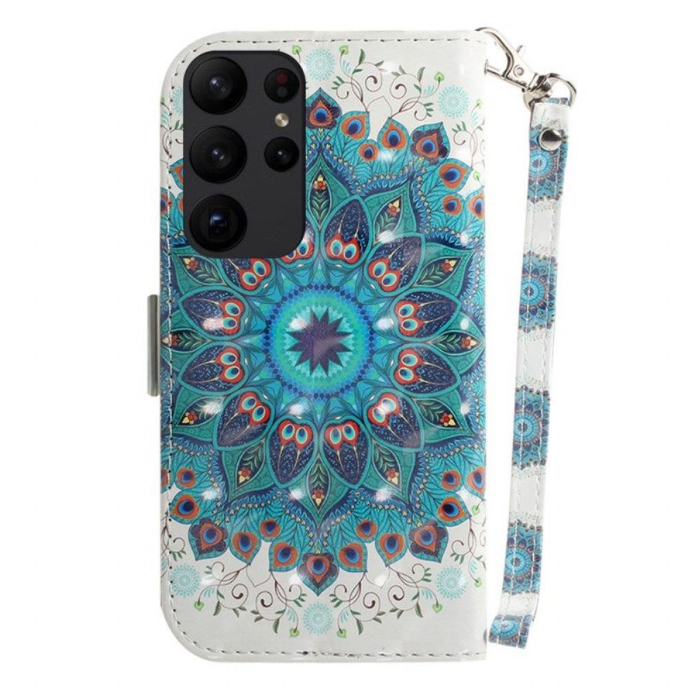 Folio-hoesje voor Samsung Galaxy S23 Ultra 5G Met Ketting Strakke Mandala