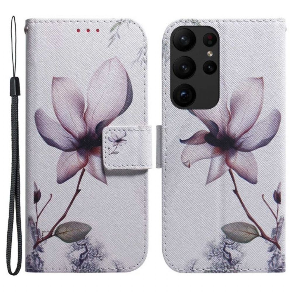 Folio-hoesje voor Samsung Galaxy S23 Ultra 5G Roze Bloem