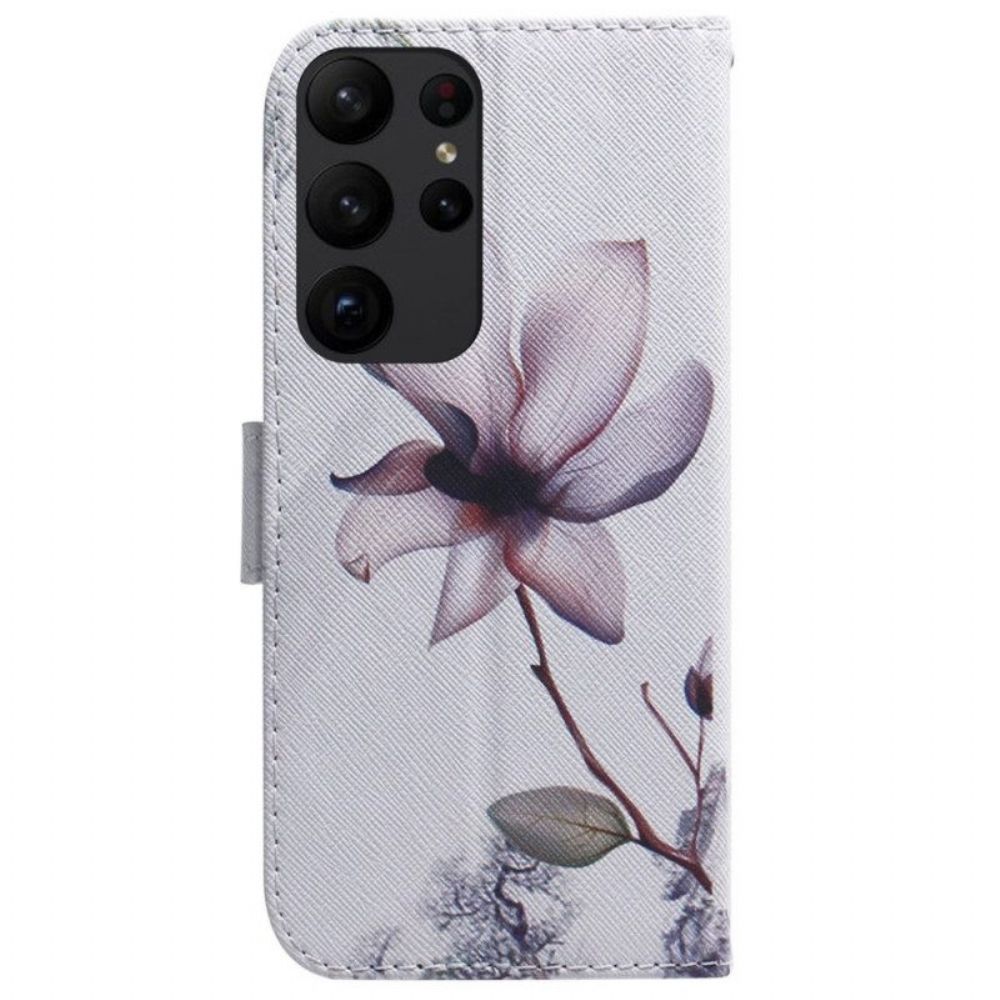 Folio-hoesje voor Samsung Galaxy S23 Ultra 5G Roze Bloem