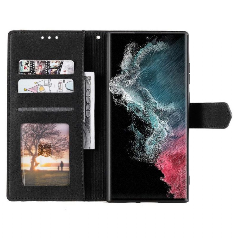 Folio-hoesje voor Samsung Galaxy S23 Ultra 5G Skin-touch-naden