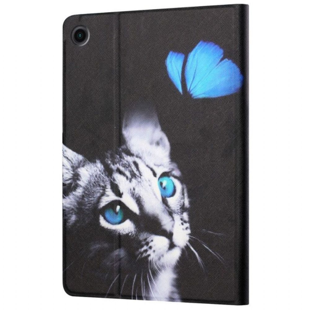 Folio-hoesje voor Samsung Galaxy Tab A8 (2021) Blauwe Kat En Vlinder