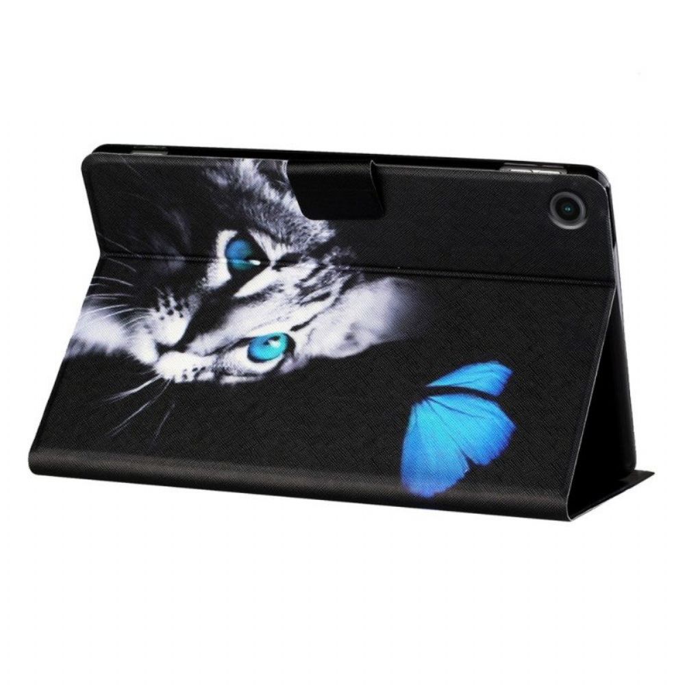 Folio-hoesje voor Samsung Galaxy Tab A8 (2021) Blauwe Kat En Vlinder