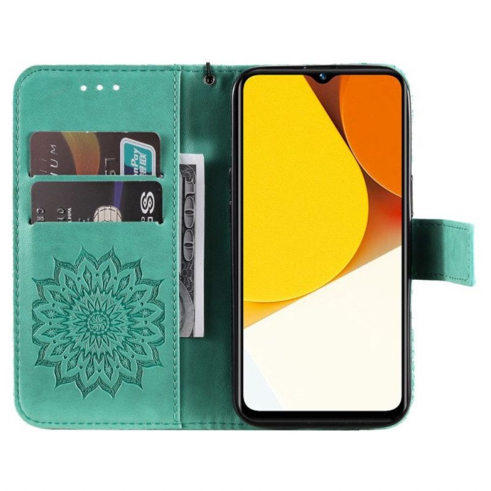 Folio-hoesje voor Vivo Y35 Mandala Zon Met Lanyard