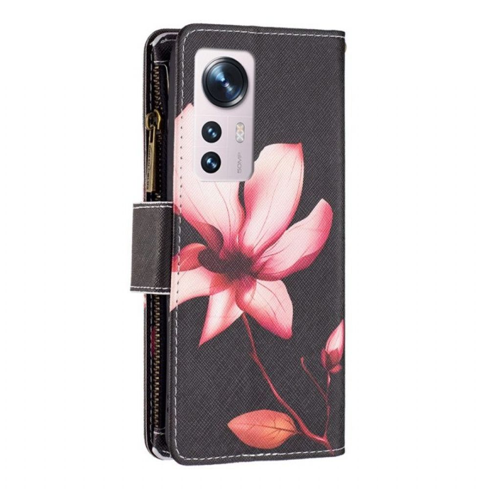 Folio-hoesje voor Xiaomi 12 / 12X Bloemzak Met Ritssluiting