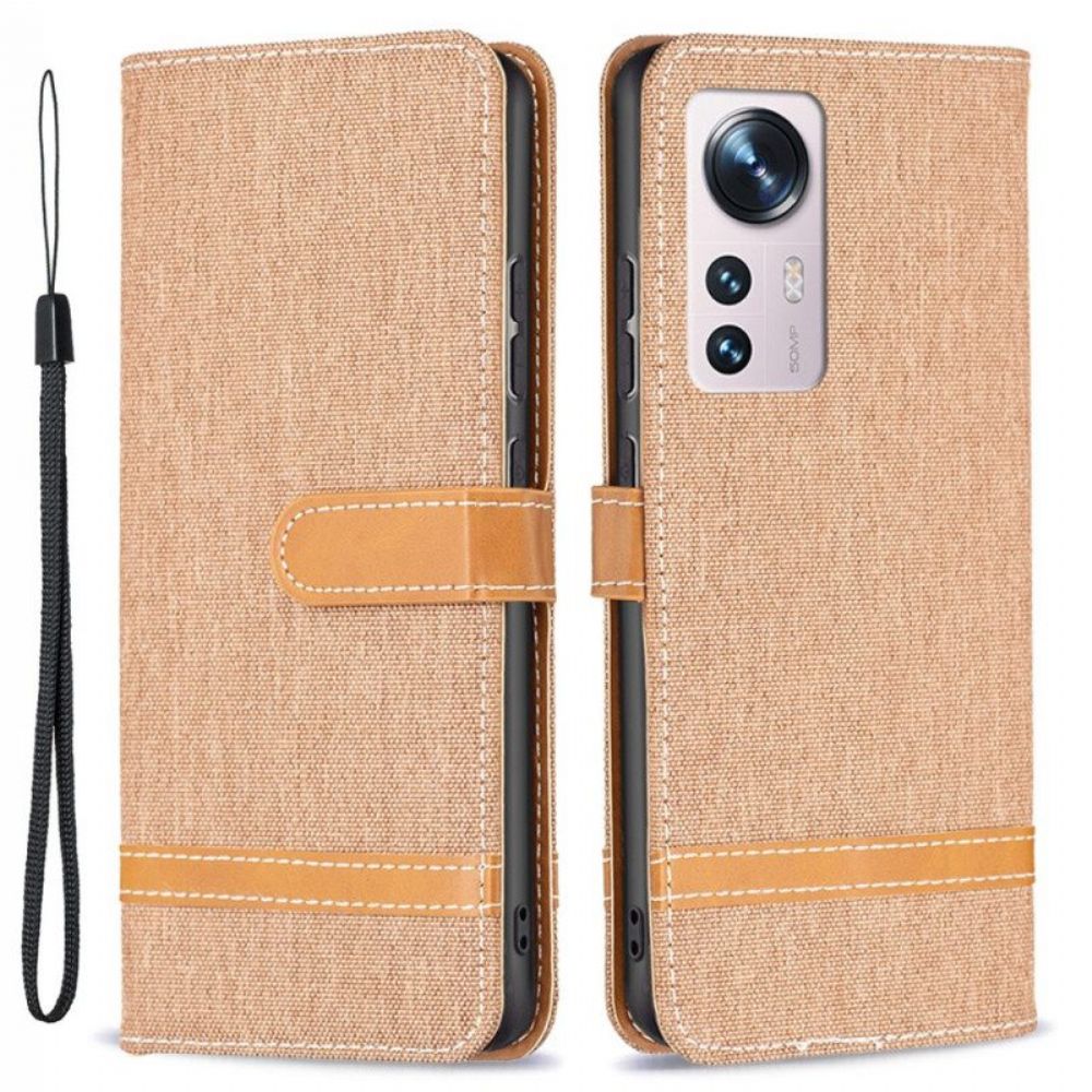 Folio-hoesje voor Xiaomi 12 / 12X Met Ketting Band Van Stof En Leereffect